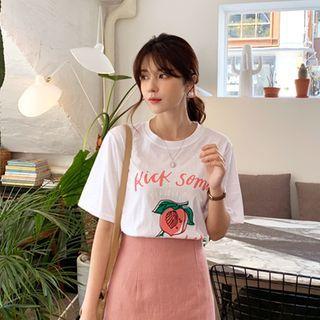 Peach-printed T-shirt
