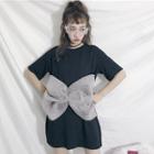 Short-sleeve Bow Accent Mini T-shirt Dress