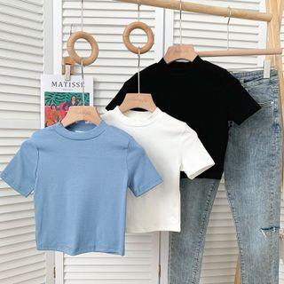 Slim-fit Plain Crop T-shirt In 9 Colors
