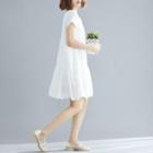Short-sleeve Mini Perforated Dress