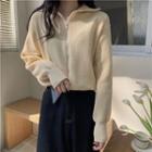 High-neck Zip Long-sleeve Cardigan