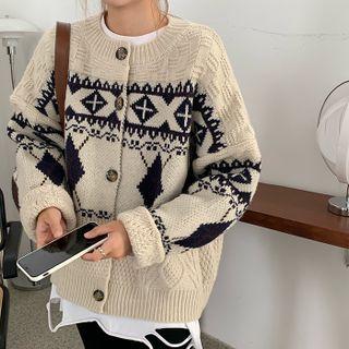 Retro Panel Jacquard Knit Sweater