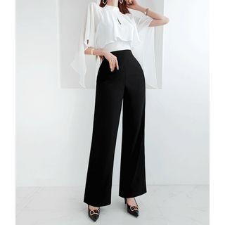 Capelet Trim Mock Two Piece Jumpsuit