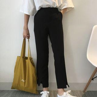 Slit Straight-cut Dress Pants