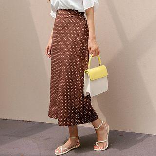 Plus Size Polka-dot Long A-line Skirt