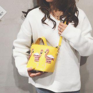 Flamingo Applique Shoulder Bag