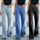 Low-waist Slit-hem Denim Pants
