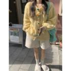 Flower Detail Cardigan Yellow - One Size