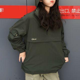 Half Zip Hooded Windbreaker / Pocketed Wide-leg Pants