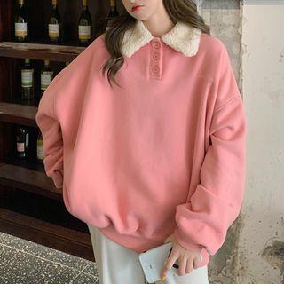 Fleece Trim Polo Sweatshirt