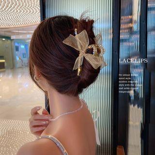 Rhinestone Mesh Bow Hair Claw
