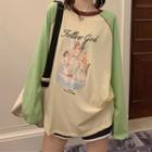 Long-sleeve Angel Print Raglan T-shirt