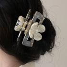 Flower Acrylic Hair Clamp 1pc - 2805a - Gold & White - One Size
