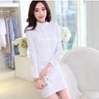 Long-sleeve Lace Buttoned Dress