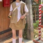 Zip Cargo Vest / A-line Mini Skirt