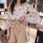 Floral Cold Shoulder Blouse / Shorts / Set