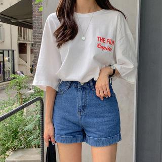 Letter-printed Loose-fit Long T-shirt