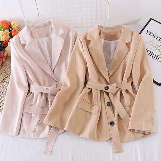 Lapel Lace-up Strap Single-breasted Blazer