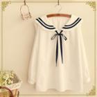 Sailor Collar Bow Blouse White - One Size