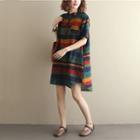 Sleeveless Midi A-line Dress Stripe - Multicolor - One Size