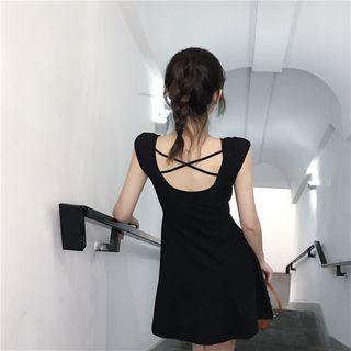 Plain Open Back Slim-fit Sleeveless Dress