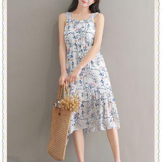 Floral Print Drawstring Waist Sundress