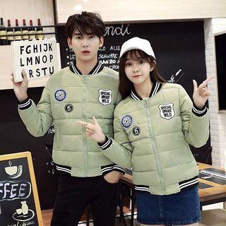 Couple Matching Applique Padded Baseball Jacket