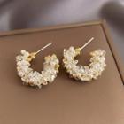 Faux Crystal Faux Pearl Open Hoop Earring 1 Pair - Gold - One Size