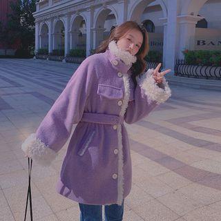 Stand Collar Fleece-lined Coat