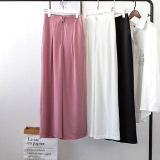 Zip-up Wide-leg Chiffon Pants