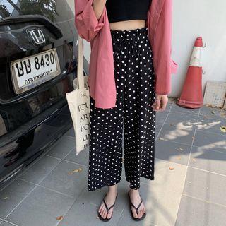 Polka Dot Wide Leg Pants Pink - One Size