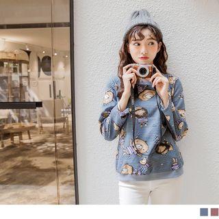 Long Sleeve Bear Print Top
