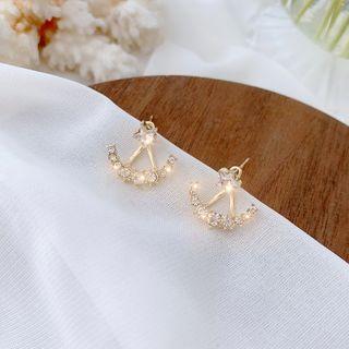 Rhinestone Swing Earring 1 Pair - Bm1922 - Gold & White - One Size