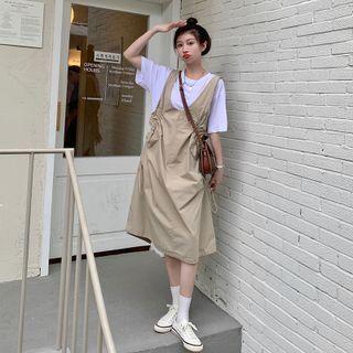 Short-sleeve T-shirt / Drawstring Midi Jumper Dress