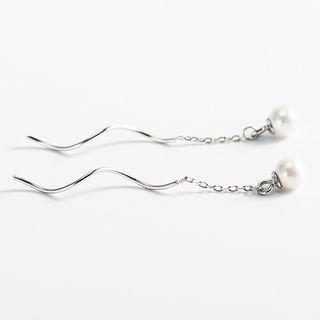 925 Sterling Silver Faux Pearl Swirl Earring 925 Silver - Silver - One Size