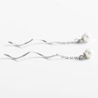 925 Sterling Silver Faux Pearl Swirl Earring 925 Silver - Silver - One Size