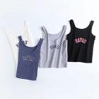 U-neck Letter Cropped Tank Top