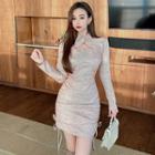 Set: Strapless Drawstring Mini Dress + Shrug