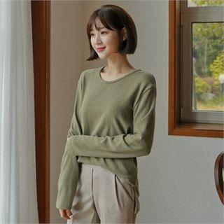 Wool Blend Slit-hem T-shirt