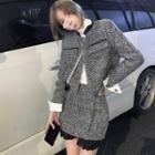 Collared Button Jacket / A-line Skirt