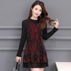 Long-sleeve Mini A-line Chiffon Dress