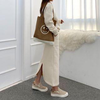 Set: Fleece-lined Sweatshirt + Band-waist Skirt