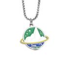 Planet Pendant Stainless Steel Necklace Necklace - Planet - Silver - One Size
