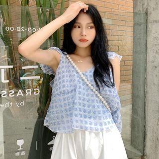 Sleeveless Plaid Blouse / Midi A-line Skirt