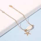 Alloy Starfish & Shell Pendant Bracelet Gold - One Size