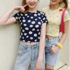 Floral Short-sleeve Cropped T-shirt
