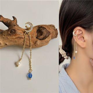 Rhinestone Drop Ear Cuff 1 Pc - Gold - One Size