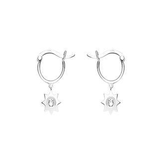 925 Sterling Silver Simple Star Earrings With Austrian Element Crystal Silver - One Size