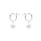 925 Sterling Silver Simple Star Earrings With Austrian Element Crystal Silver - One Size
