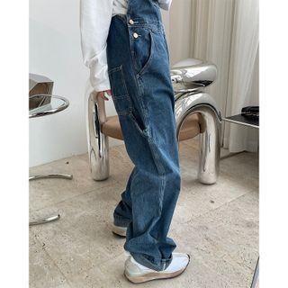Wide Leg Denim Dungaree Blue - One Size